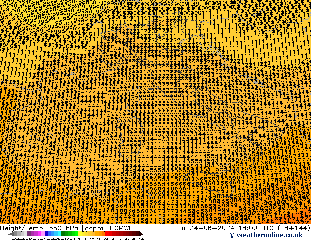 Height/Temp. 850 hPa ECMWF Ter 04.06.2024 18 UTC