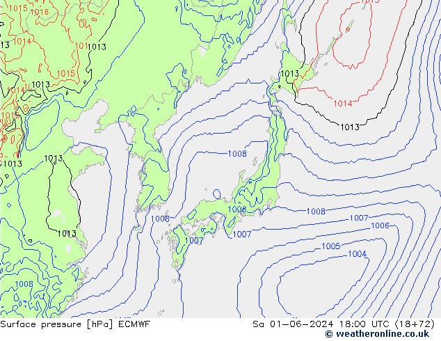 Surface pressure ECMWF Sa 01.06.2024 18 UTC