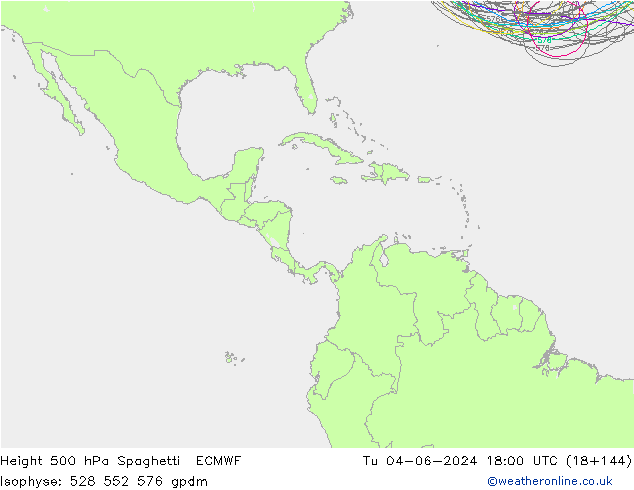 Height 500 hPa Spaghetti ECMWF  04.06.2024 18 UTC