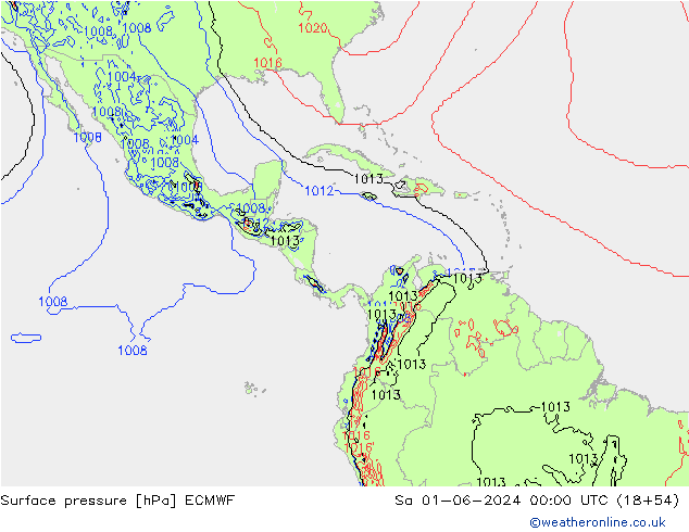 Surface pressure ECMWF Sa 01.06.2024 00 UTC