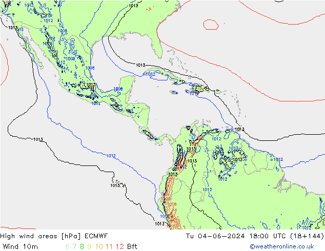 yüksek rüzgarlı alanlar ECMWF Sa 04.06.2024 18 UTC