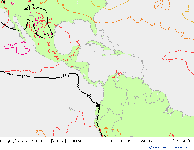 Height/Temp. 850 hPa ECMWF Fr 31.05.2024 12 UTC