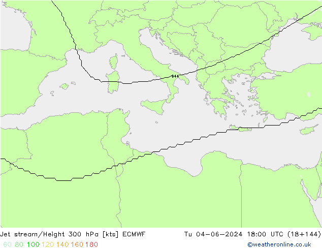 Corriente en chorro ECMWF mar 04.06.2024 18 UTC