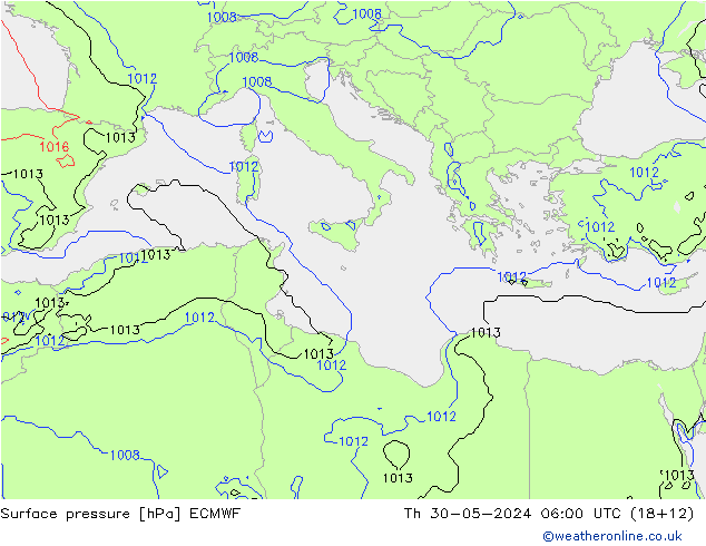 Luchtdruk (Grond) ECMWF do 30.05.2024 06 UTC