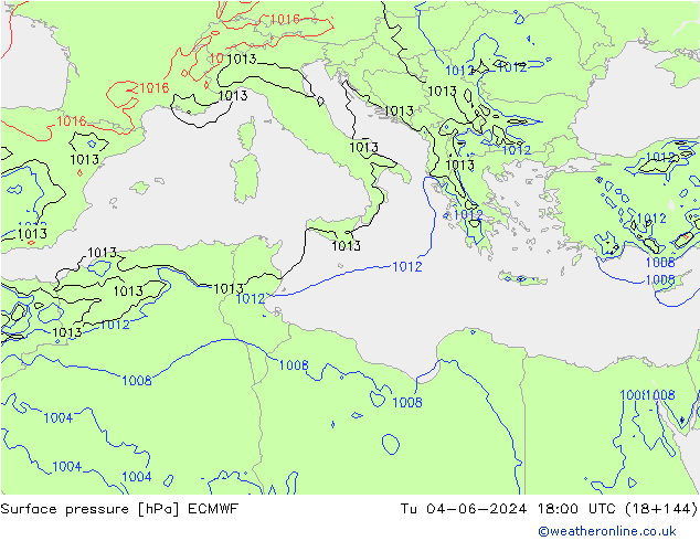 приземное давление ECMWF вт 04.06.2024 18 UTC