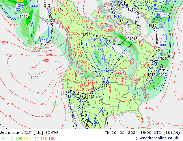 Jet stream/SLP ECMWF Th 30.05.2024 18 UTC