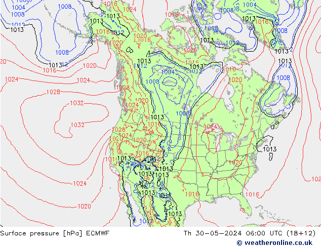 приземное давление ECMWF чт 30.05.2024 06 UTC