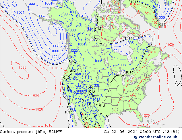 Surface pressure ECMWF Su 02.06.2024 06 UTC