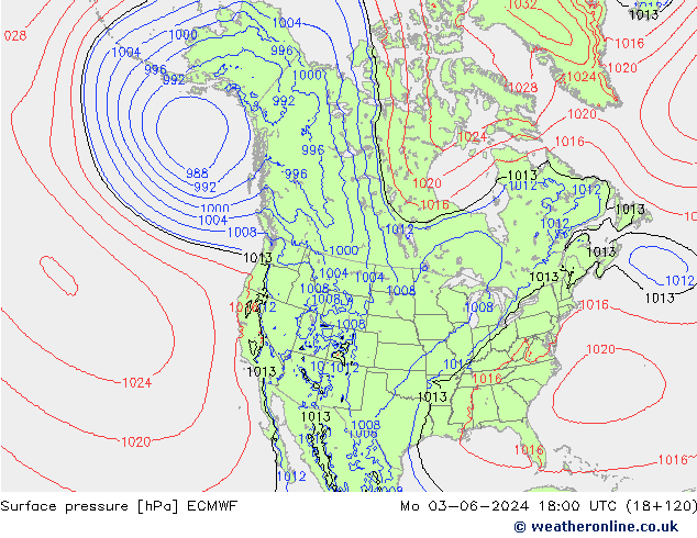 ciśnienie ECMWF pon. 03.06.2024 18 UTC