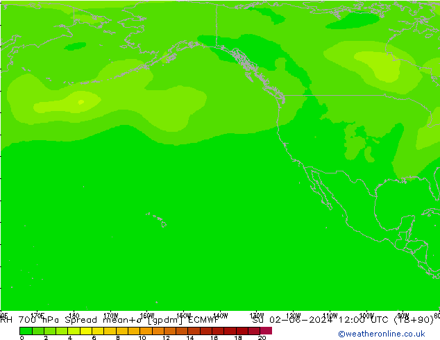 RH 700 hPa Spread ECMWF  02.06.2024 12 UTC