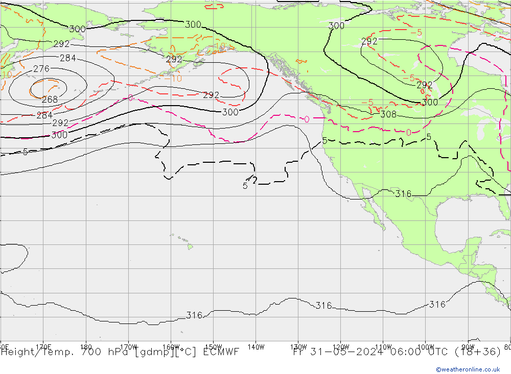 Height/Temp. 700 hPa ECMWF Fr 31.05.2024 06 UTC