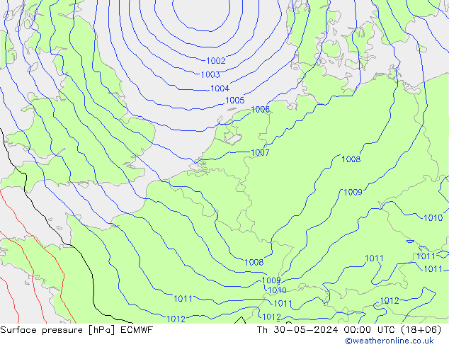 pressão do solo ECMWF Qui 30.05.2024 00 UTC