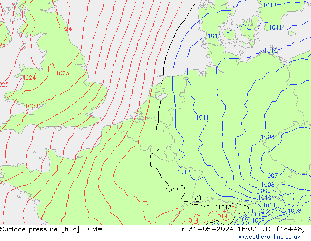 Yer basıncı ECMWF Cu 31.05.2024 18 UTC