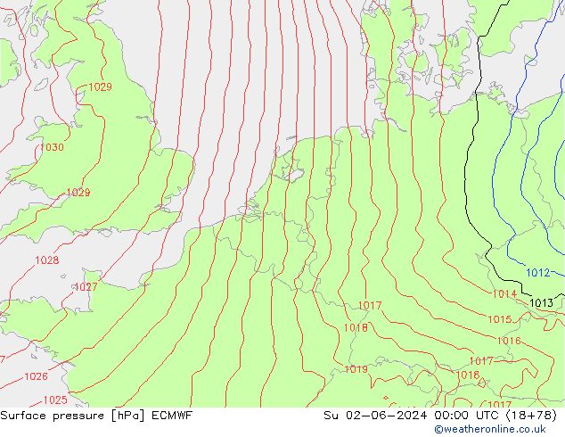 ciśnienie ECMWF nie. 02.06.2024 00 UTC