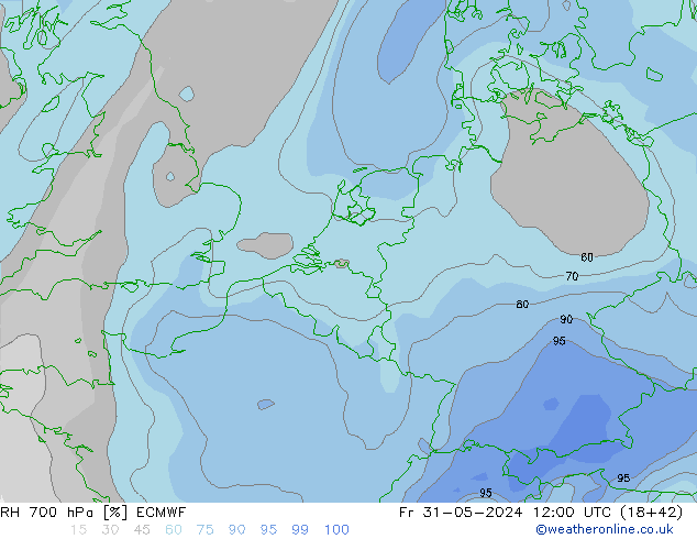 RH 700 hPa ECMWF pt. 31.05.2024 12 UTC