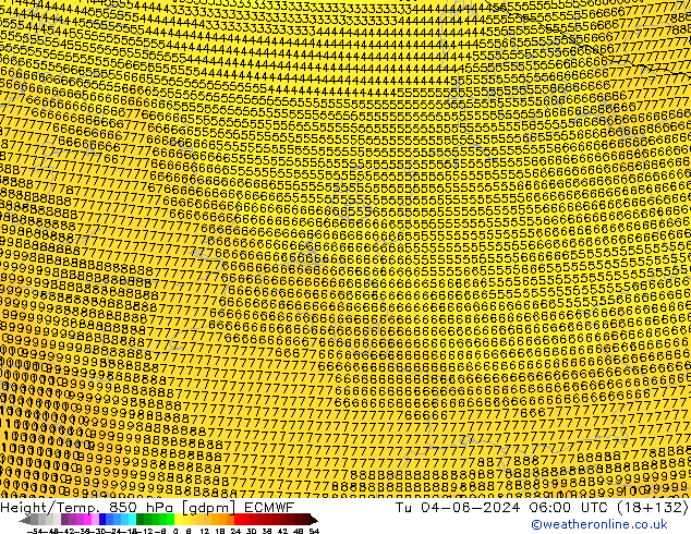 Height/Temp. 850 hPa ECMWF Tu 04.06.2024 06 UTC