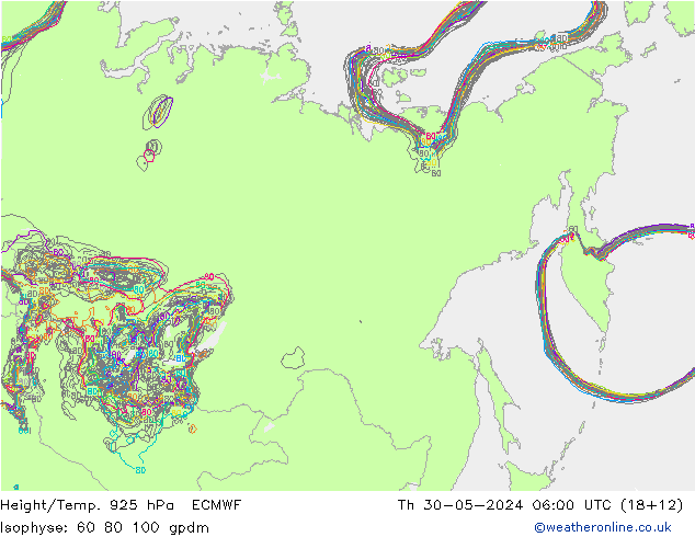 Height/Temp. 925 hPa ECMWF czw. 30.05.2024 06 UTC