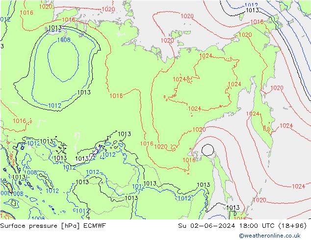 Pressione al suolo ECMWF dom 02.06.2024 18 UTC