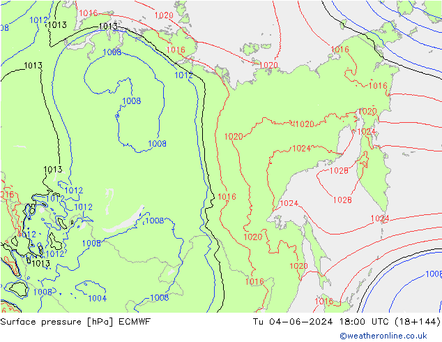 Luchtdruk (Grond) ECMWF di 04.06.2024 18 UTC