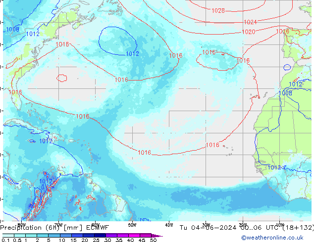 Précipitation (6h) ECMWF mar 04.06.2024 06 UTC