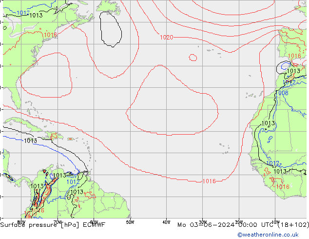 Surface pressure ECMWF Mo 03.06.2024 00 UTC