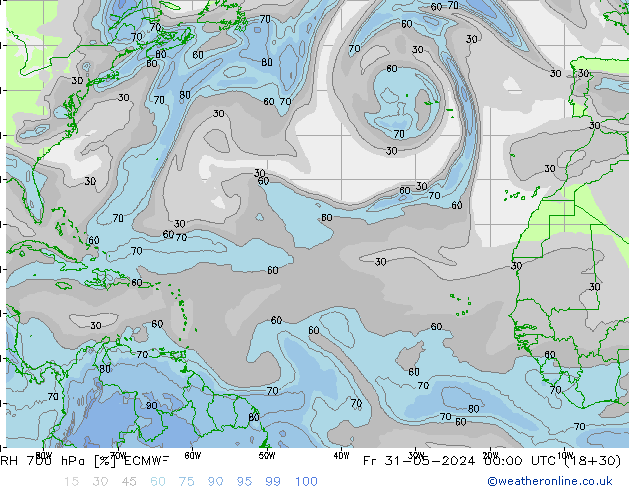 RV 700 hPa ECMWF vr 31.05.2024 00 UTC