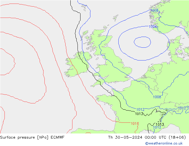 Surface pressure ECMWF Th 30.05.2024 00 UTC