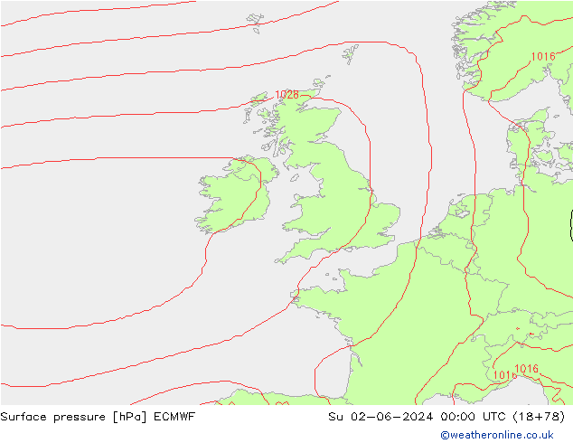 pressão do solo ECMWF Dom 02.06.2024 00 UTC