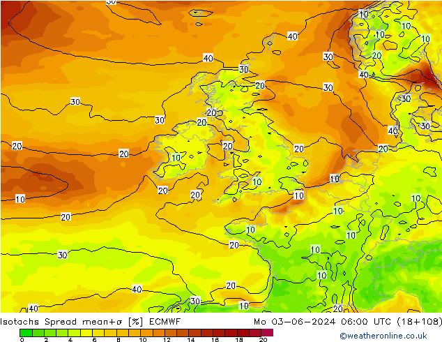 Isotachs Spread ECMWF Mo 03.06.2024 06 UTC