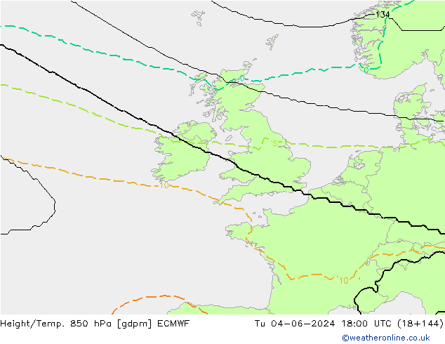 Height/Temp. 850 hPa ECMWF  04.06.2024 18 UTC