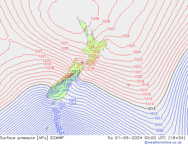 Atmosférický tlak ECMWF So 01.06.2024 00 UTC