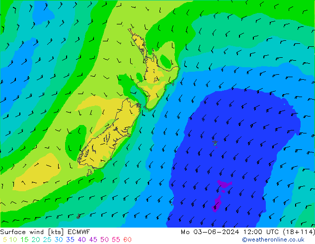 Vent 10 m ECMWF lun 03.06.2024 12 UTC