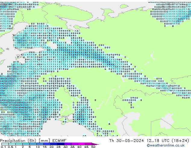 осадки (6h) ECMWF чт 30.05.2024 18 UTC