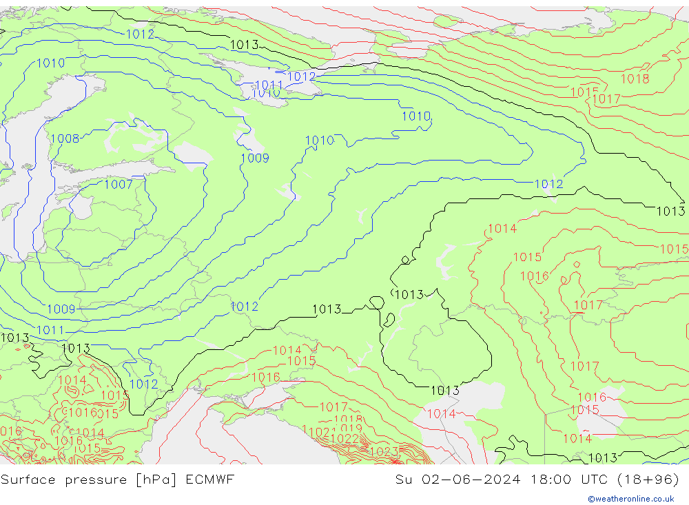 Bodendruck ECMWF So 02.06.2024 18 UTC