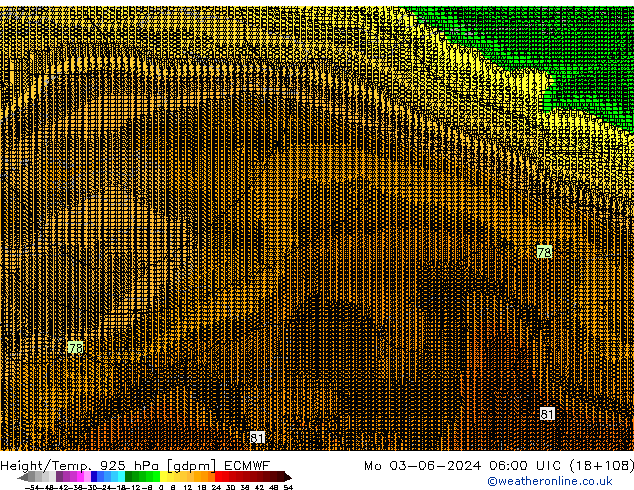 Geop./Temp. 925 hPa ECMWF lun 03.06.2024 06 UTC