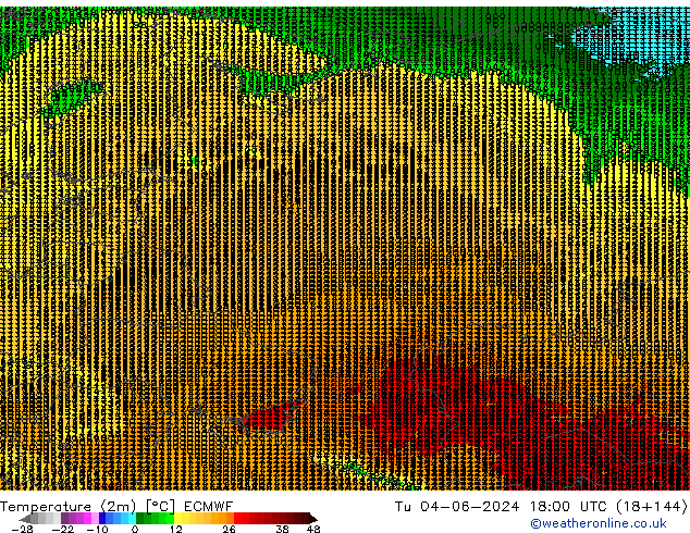карта температуры ECMWF вт 04.06.2024 18 UTC