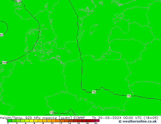 Yükseklik/Sıc. 925 hPa ECMWF Per 30.05.2024 00 UTC