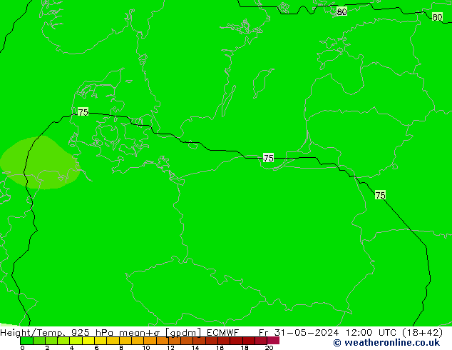 Height/Temp. 925 hPa ECMWF Fr 31.05.2024 12 UTC