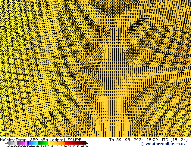 Height/Temp. 850 hPa ECMWF Th 30.05.2024 18 UTC