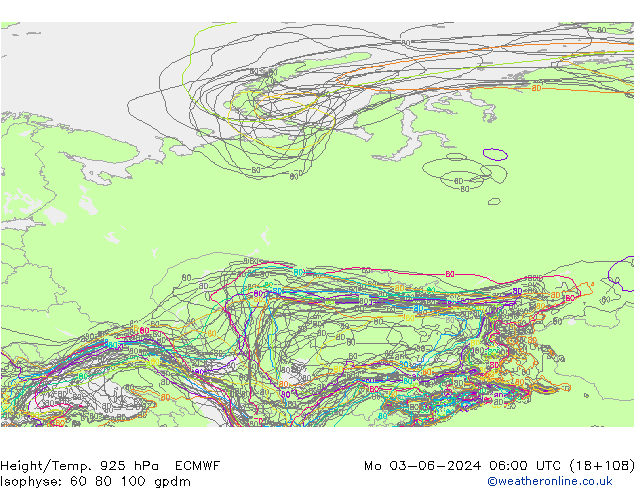 Height/Temp. 925 hPa ECMWF Mo 03.06.2024 06 UTC