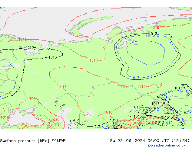 Luchtdruk (Grond) ECMWF zo 02.06.2024 06 UTC