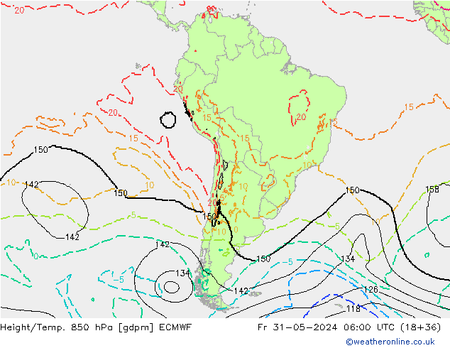 Height/Temp. 850 hPa ECMWF Fr 31.05.2024 06 UTC