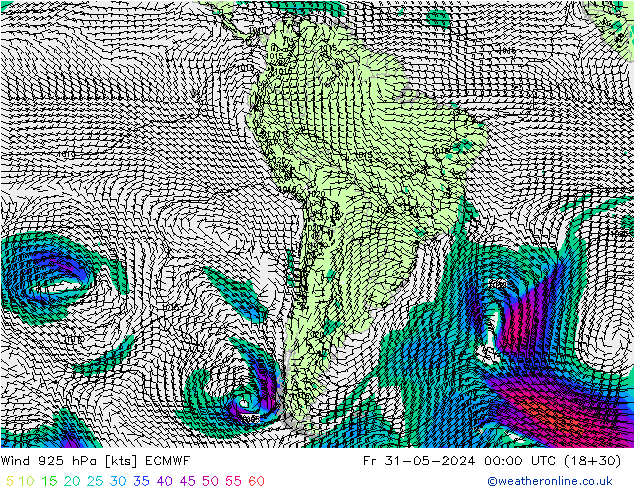 Wind 925 hPa ECMWF Fr 31.05.2024 00 UTC