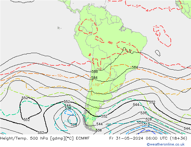 Yükseklik/Sıc. 500 hPa ECMWF Cu 31.05.2024 06 UTC