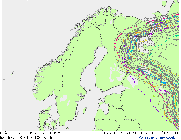 Height/Temp. 925 hPa ECMWF  30.05.2024 18 UTC