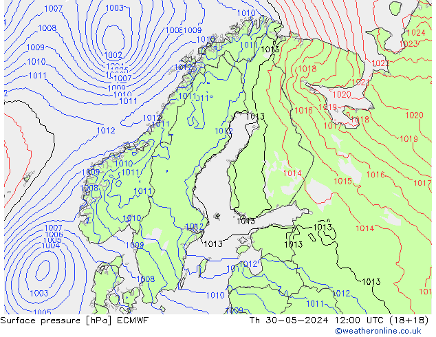 приземное давление ECMWF чт 30.05.2024 12 UTC