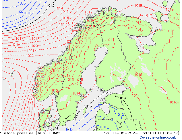 Bodendruck ECMWF Sa 01.06.2024 18 UTC