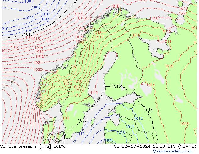 Yer basıncı ECMWF Paz 02.06.2024 00 UTC