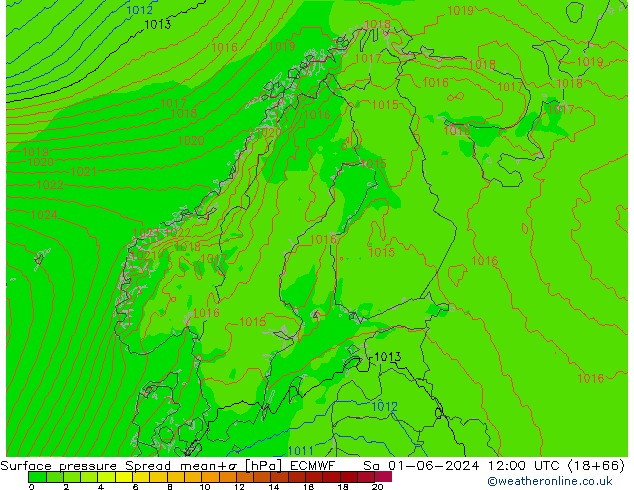 ciśnienie Spread ECMWF so. 01.06.2024 12 UTC