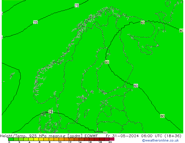 Height/Temp. 925 гПа ECMWF пт 31.05.2024 06 UTC